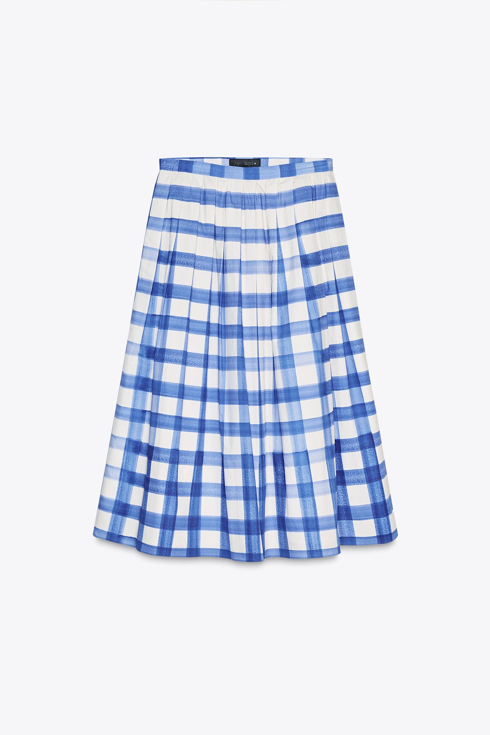 CHECKERED MIDI SKIRT ZW COLLECTION Product Image