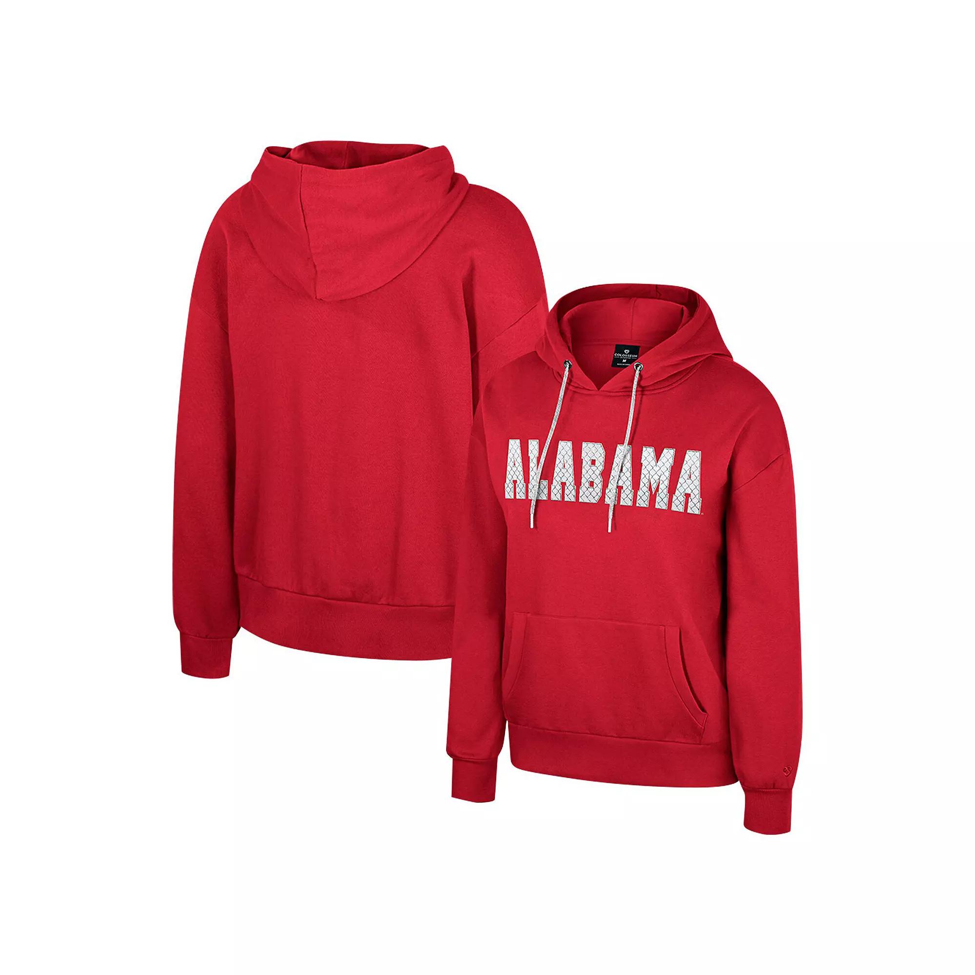 Women's Colosseum Crimson Alabama Crimson Tide Reflection Rhinestone Drawcord Pullover Hoodie,  Product Image