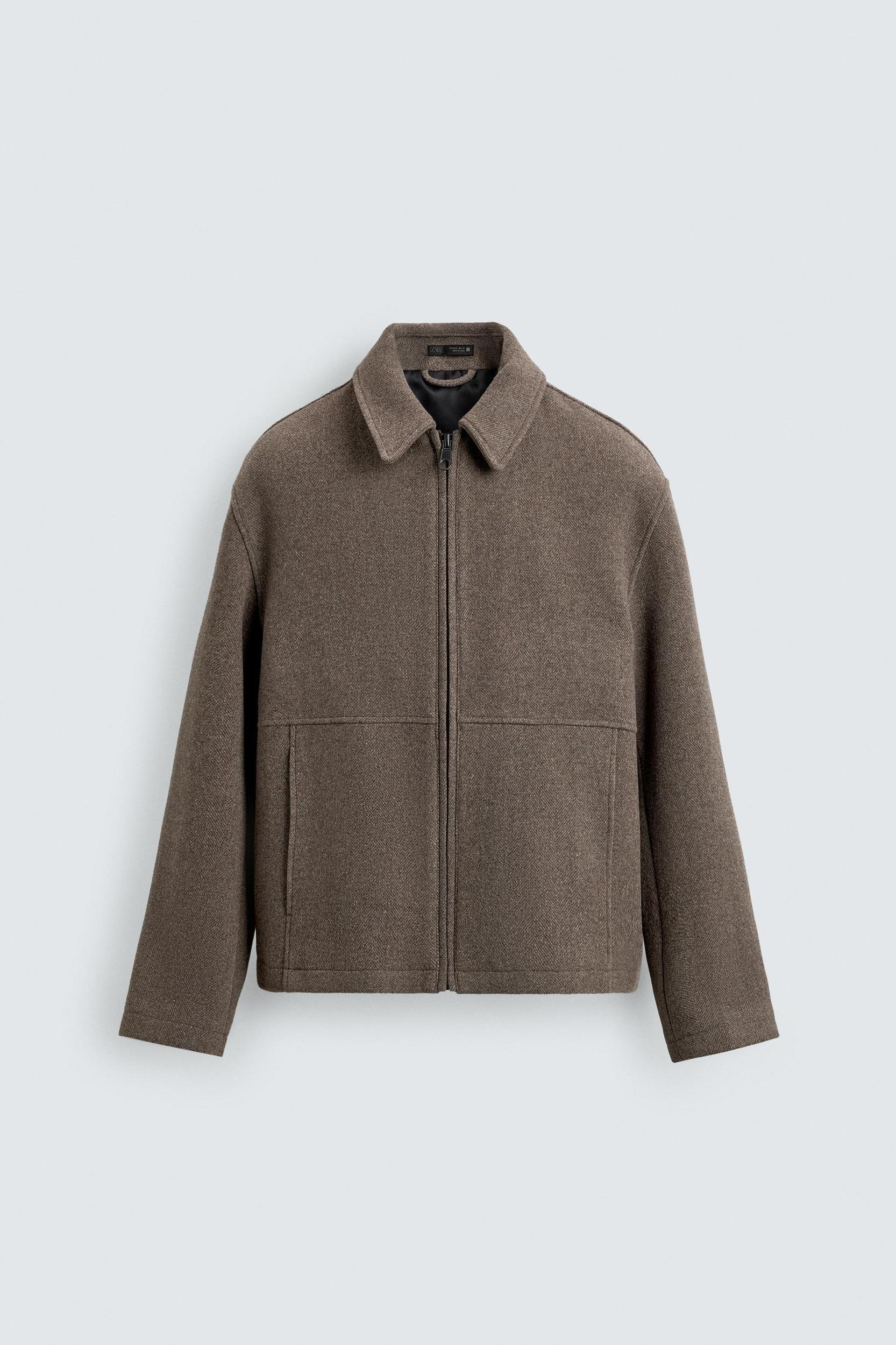 HERRINGBONE TEXTURED ZIP JACKET Product Image