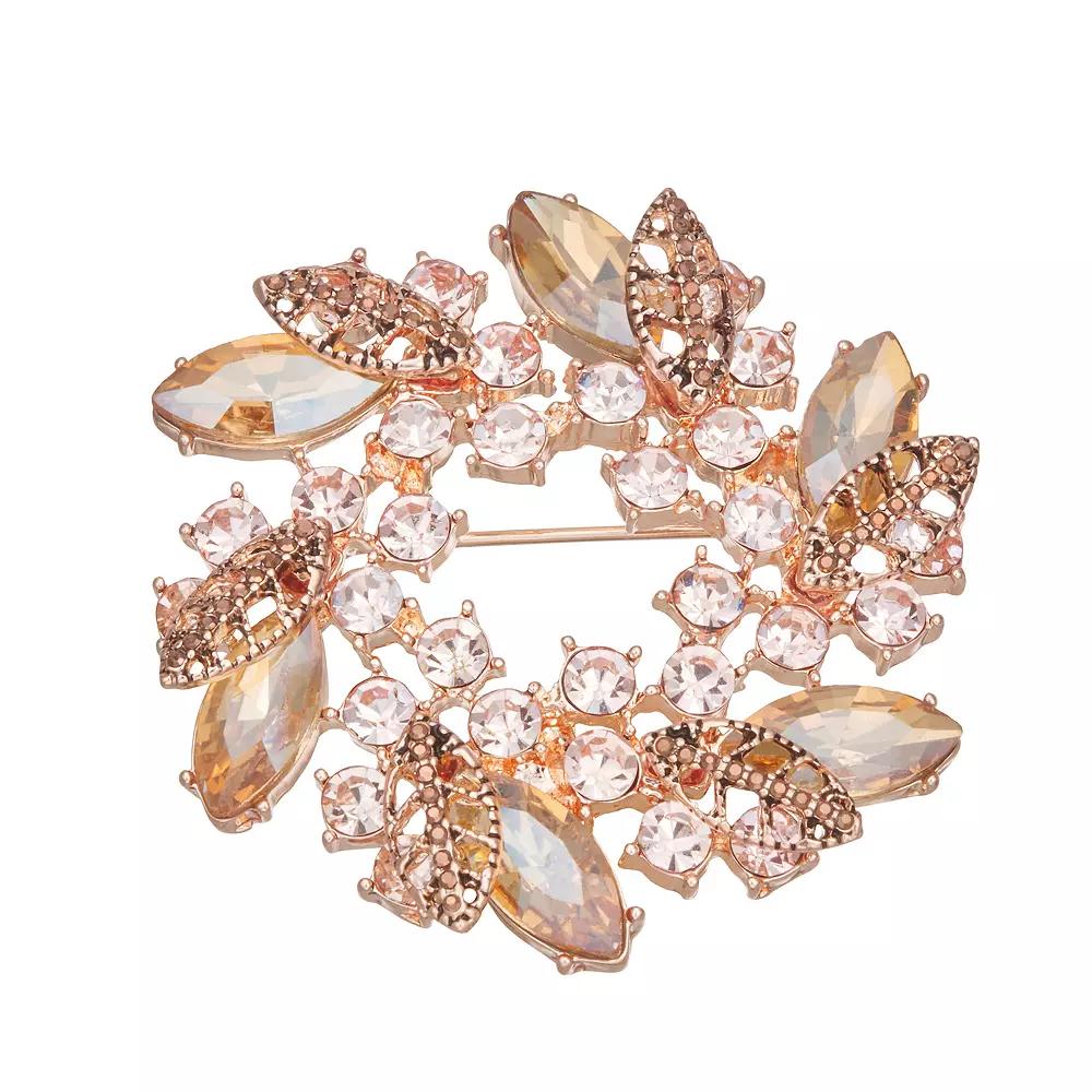 Napier Rose Gold Tone Wreath Pin, Women's, Brown Product Image