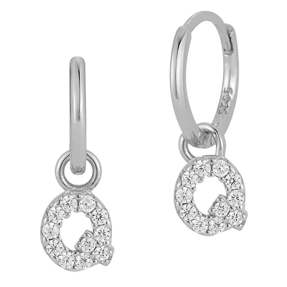 Sunkissed Sterling Cubic Zirconia Initial Drop Earrings, Women's, Silver Tone Q Product Image
