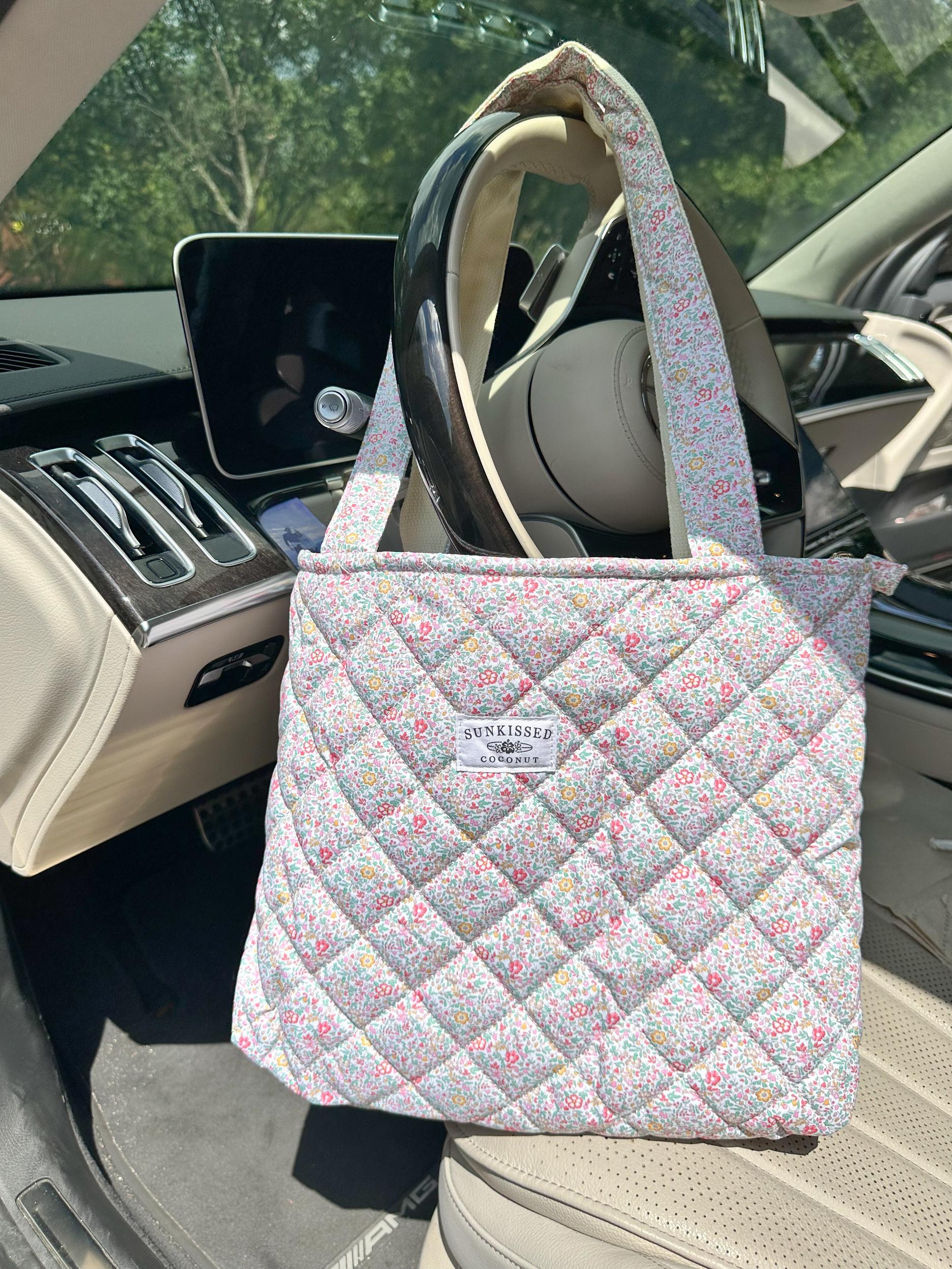 Floral Day In The Park Handmade Tote Zipper Bag Product Image