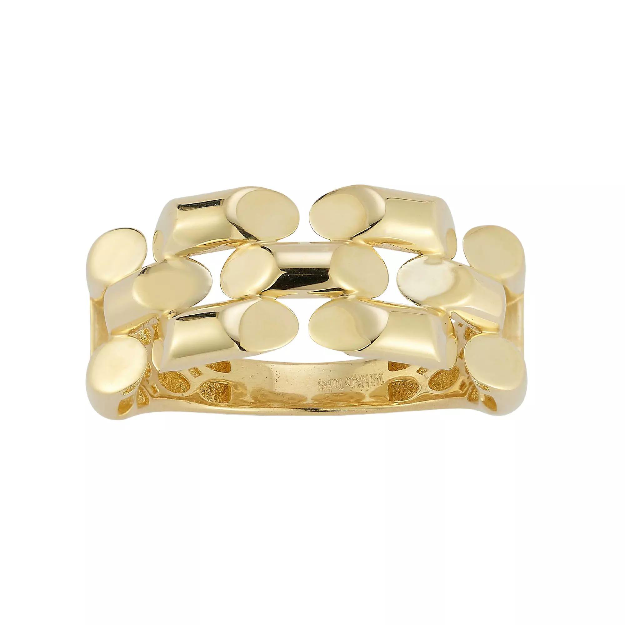 LUMINOR GOLD 14k Gold Bold Panther Link Ring, Women's, Size: 8 Product Image