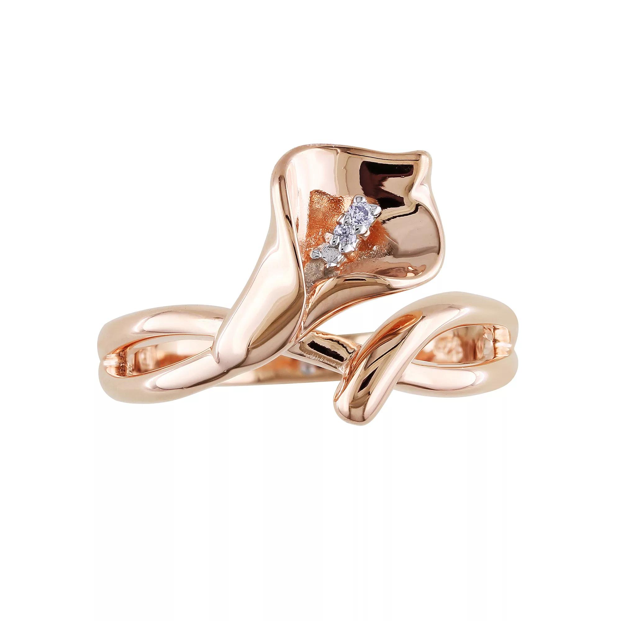 Stella Grace 18k Rose Gold Over Sterling Silver Diamond Accent Calla Lily Ring, Women's, Size: 9 Product Image