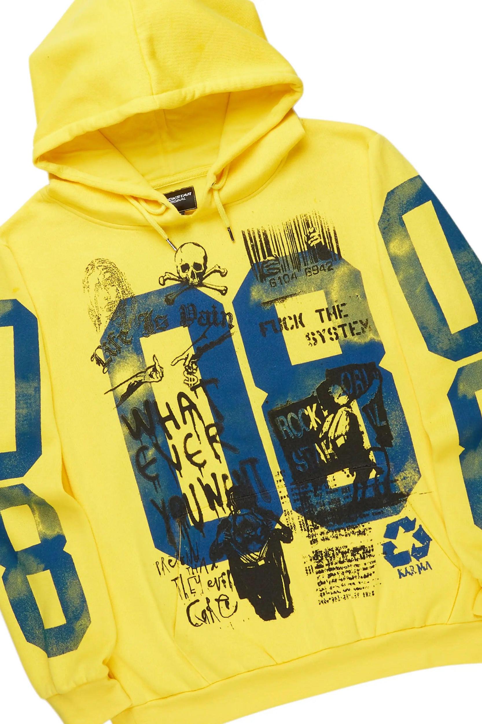 Grill Yellow Hoodie Baggy Track Pant Set Male Product Image