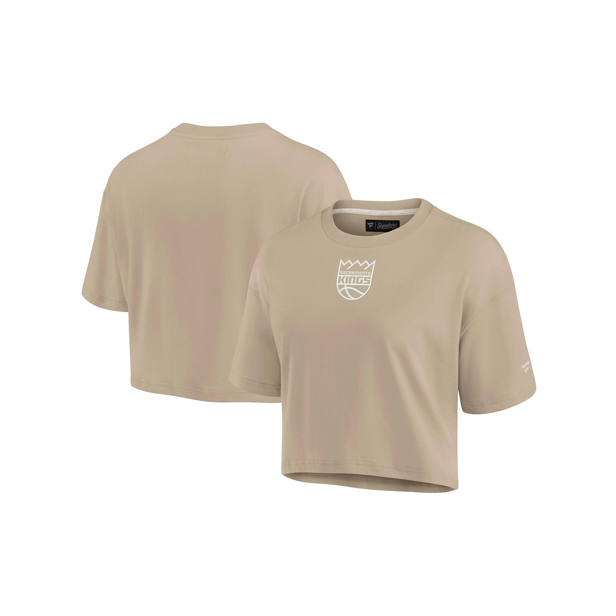 Women's Fanatics Signature Khaki Sacramento Kings Elements Super Soft Boxy Cropped T-Shirt, Size: Large, Kng Beig K Product Image