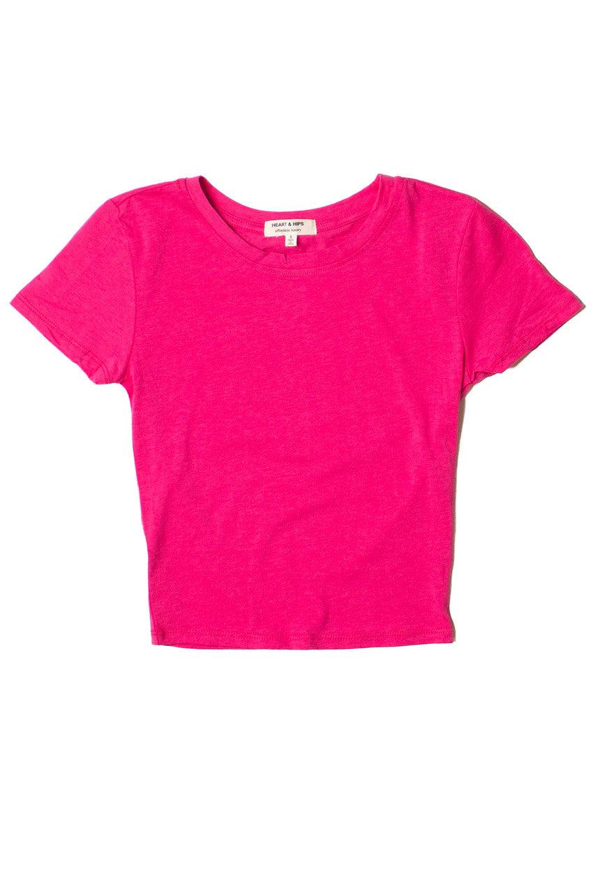 Hot Pink Short Sleeve Crop Tee Product Image