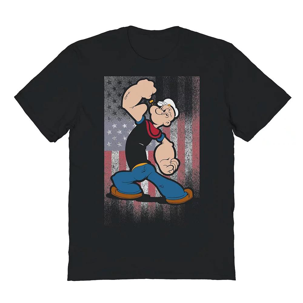 Men's Popeye Flag Graphic Tee, Size: Small, Black Product Image