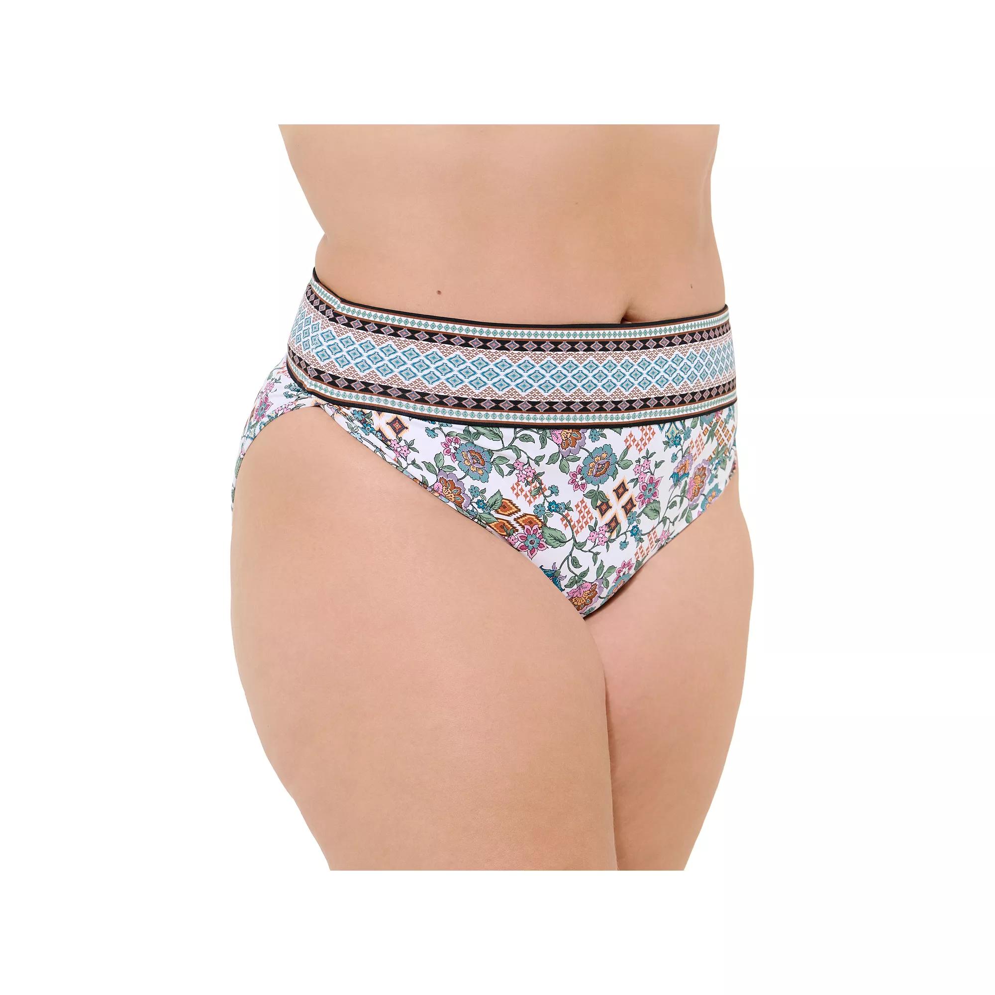 Plus Size Freshwater Banded Swim Bottom, Women's, Size: 2XL, Boho Babe Product Image