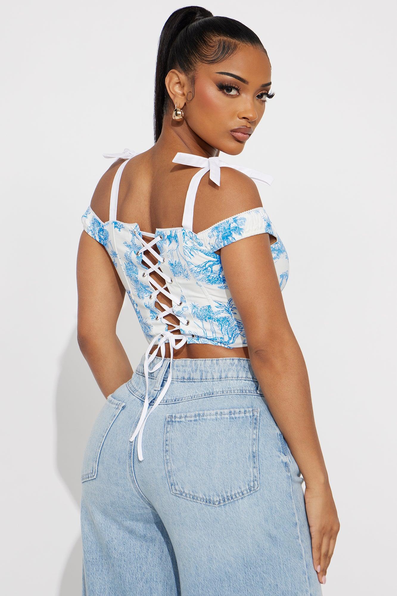 Sarita Corset Top - Blue/combo Female Product Image