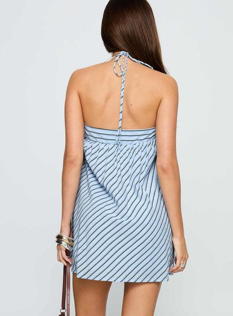 Moonlit Mini Dress Blue Stripe Product Image