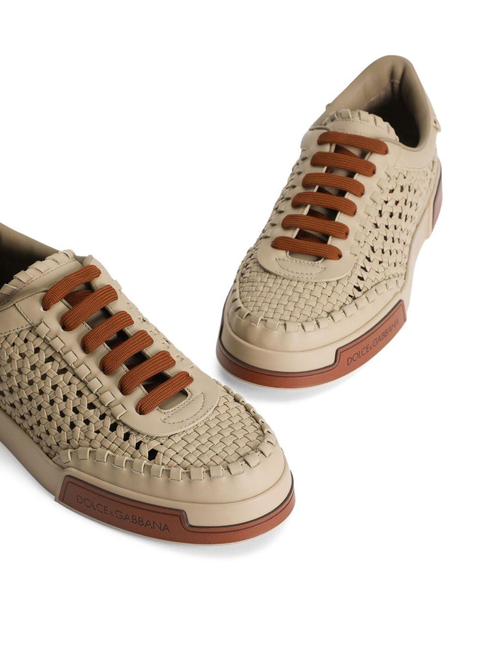 mesh-panelling leather sneakers Product Image