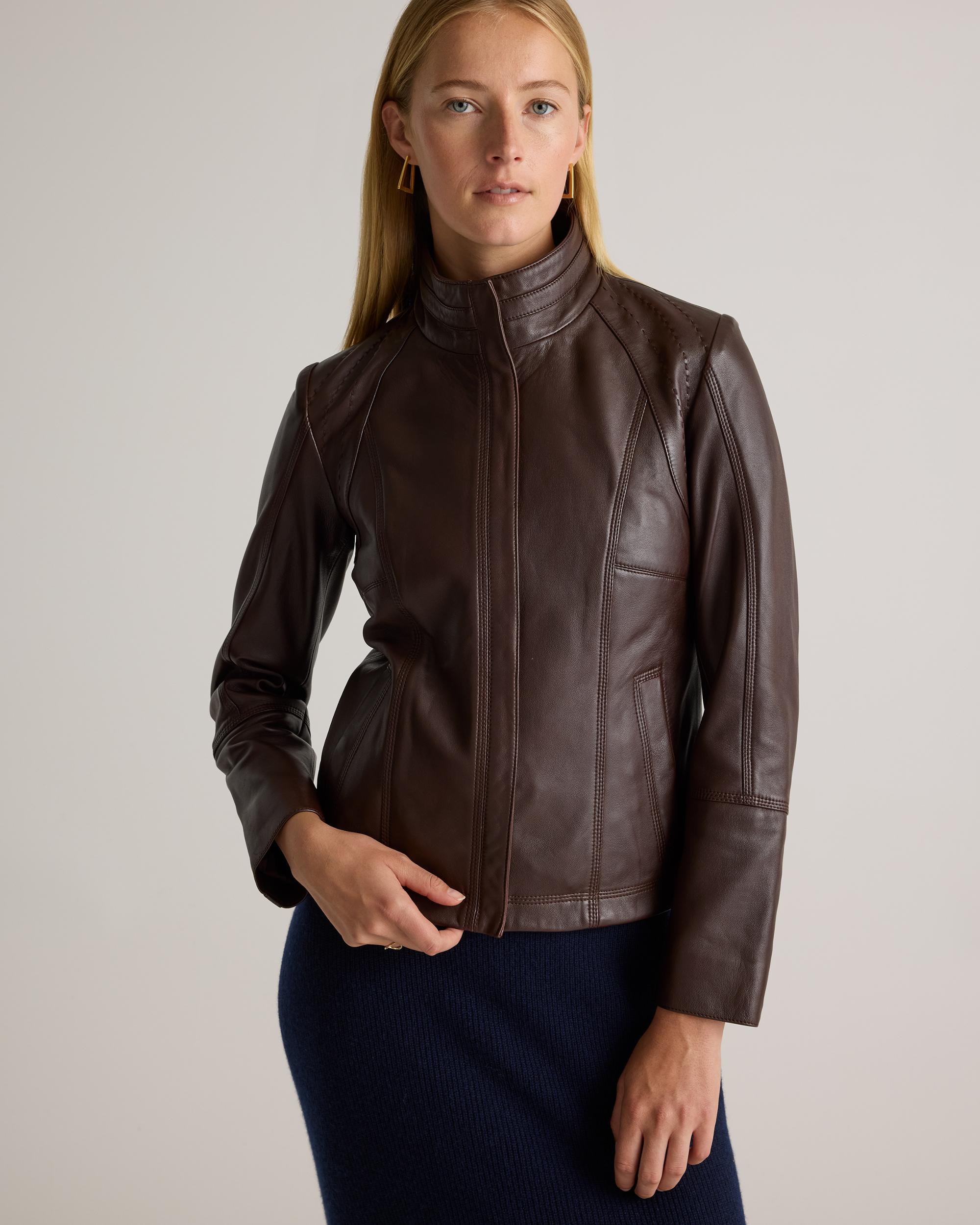 Quince | Women's Stand-Collar Jacket Size XS, Leather Product Image