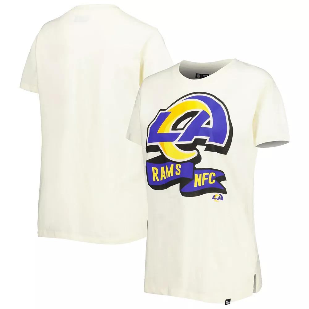 Women's New Era Cream Los Angeles Rams Chrome Sideline T-Shirt,  Product Image
