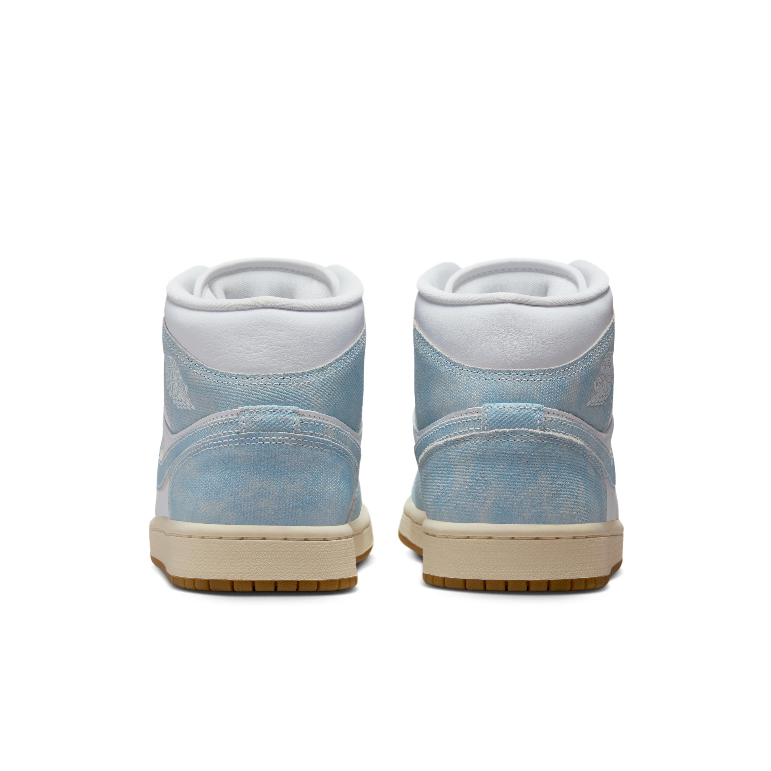 Jordan Womens Jordan Retro 1 Mid SE - Womens Basketball Shoes Worn Blue/Light Gum/White Product Image