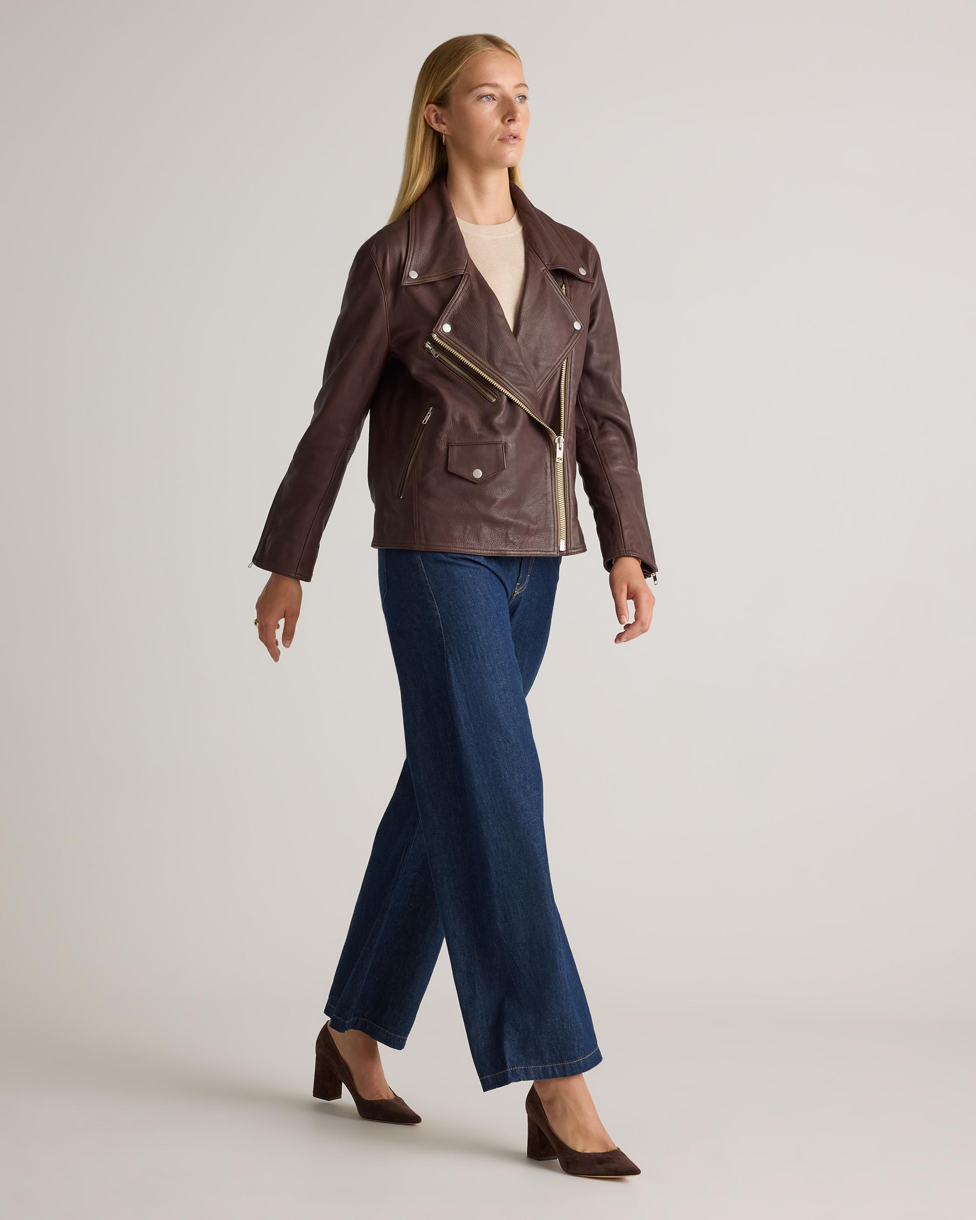 Quince | Women's Oversized Biker Jacket Size XS, Leather Product Image