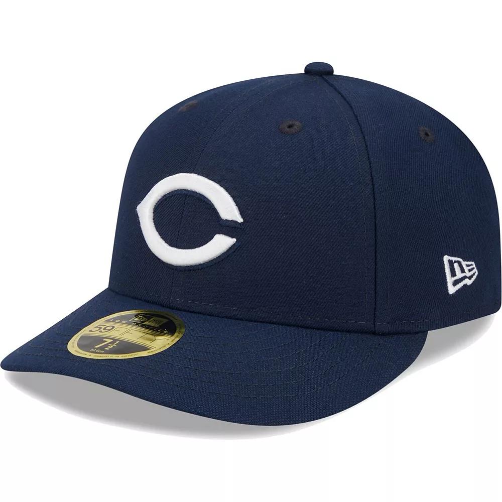 Men's New Era Navy Cincinnati Reds Oceanside Low Profile 59FIFTY Fitted Hat, Size: 7, Red Blue Product Image