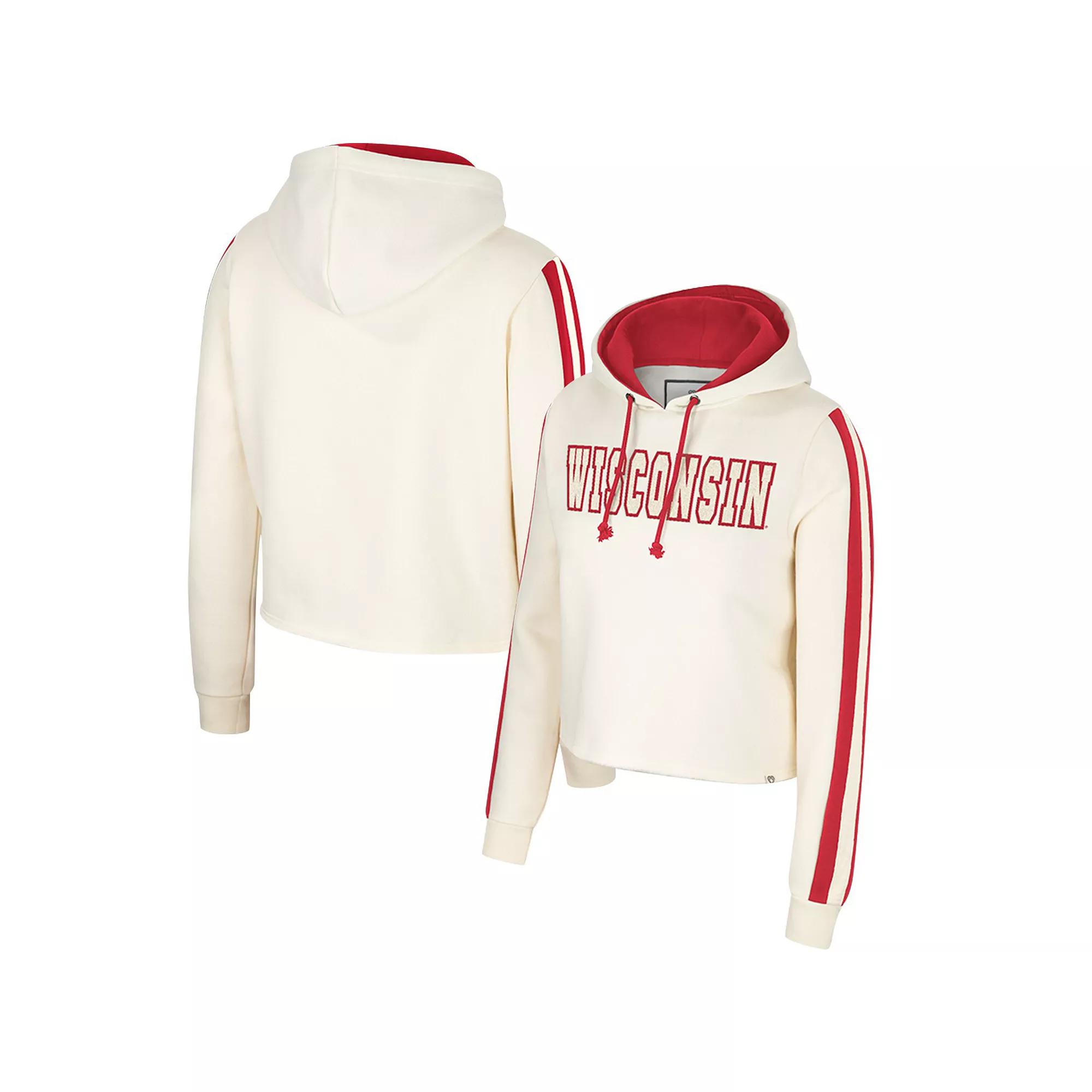 Women's Colosseum Cream Wisconsin Badgers Perfect Date Cropped Pullover Hoodie,  Product Image