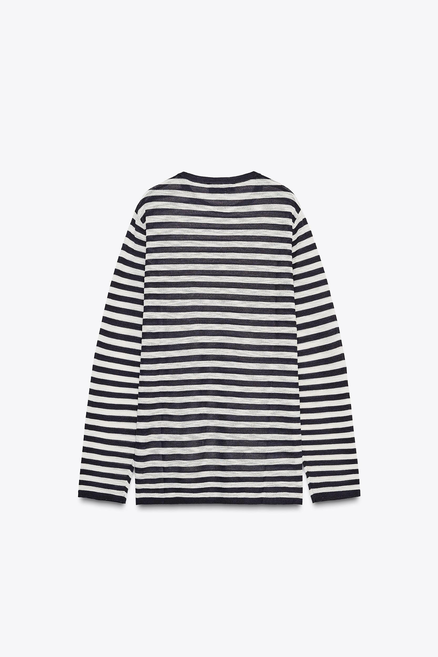 STRIPED FINE KNIT SWEATER Product Image
