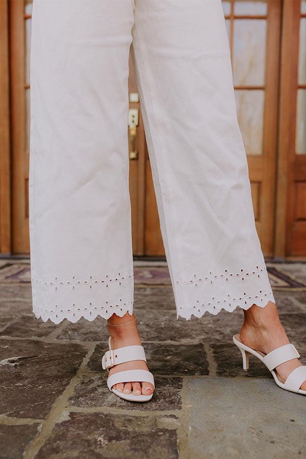 The Georgia High Waist Eyelet Pants in Ivory Product Image