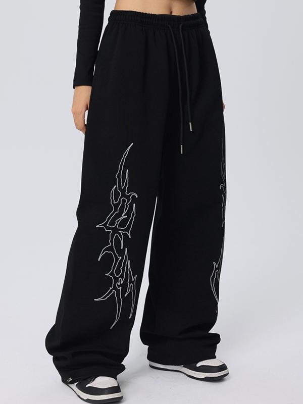 Vintage Print Loose Sweatpants Product Image