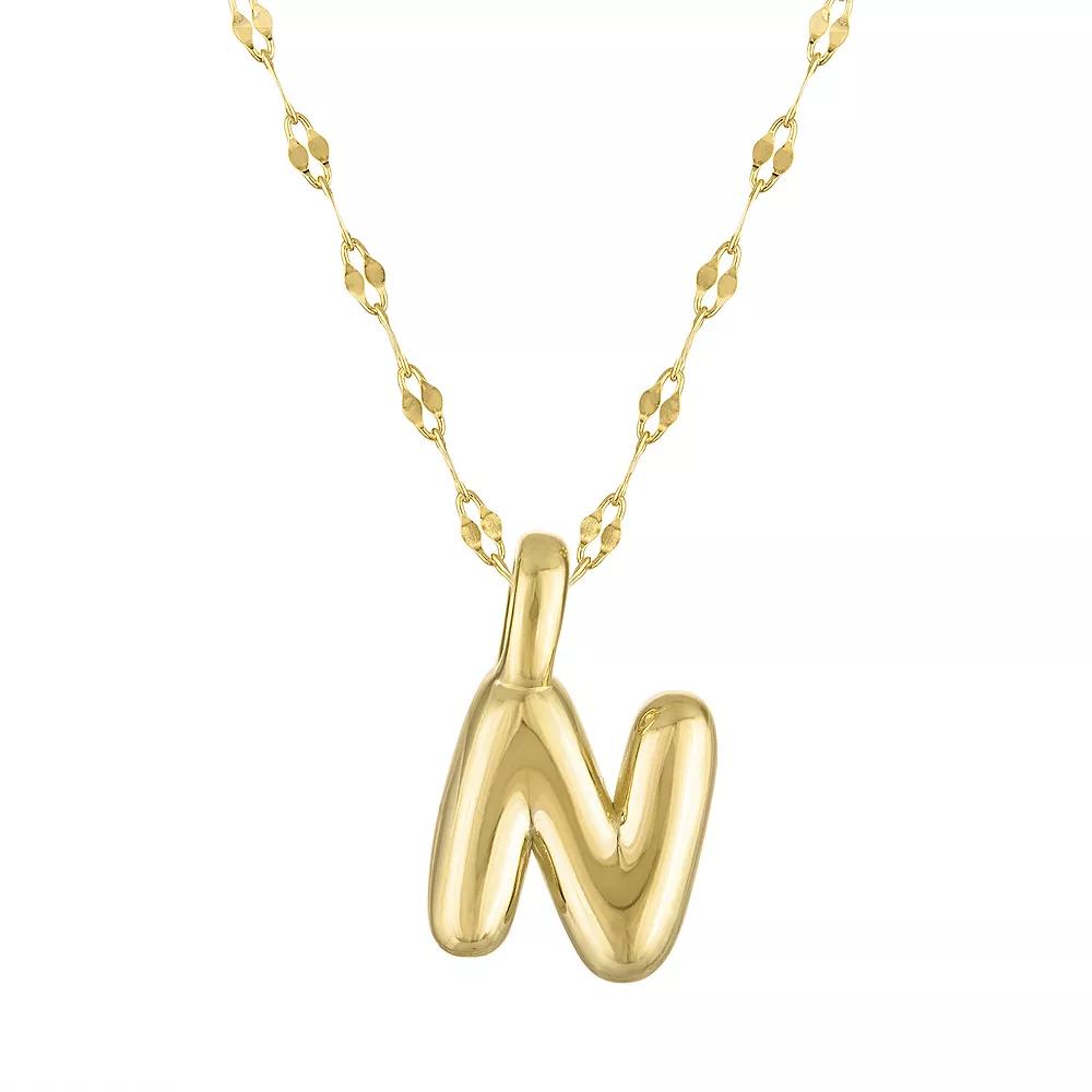 Junior Jewels 14k Gold Over Silver Bubble Initial Pendant Necklace, Women's, Size: 15.5", Gold Tone N Product Image