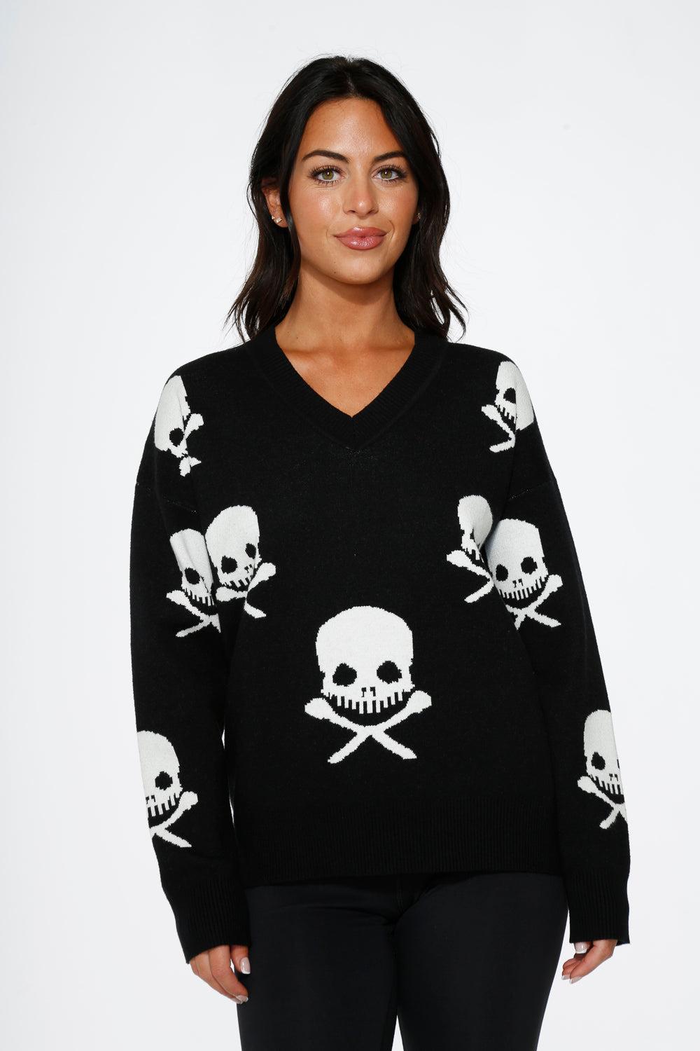 Black Skulls Sweater Product Image