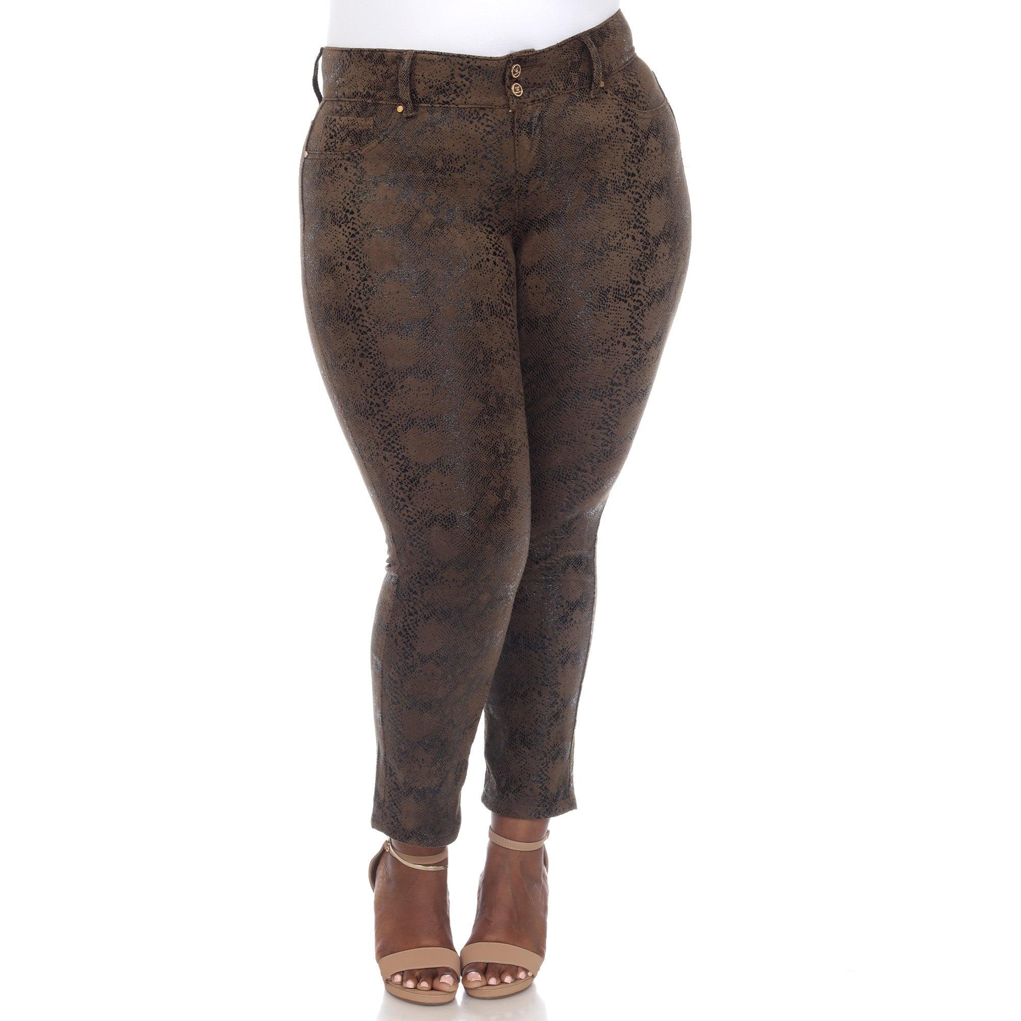 Faux Suede Snake Print Pants - Plus Product Image