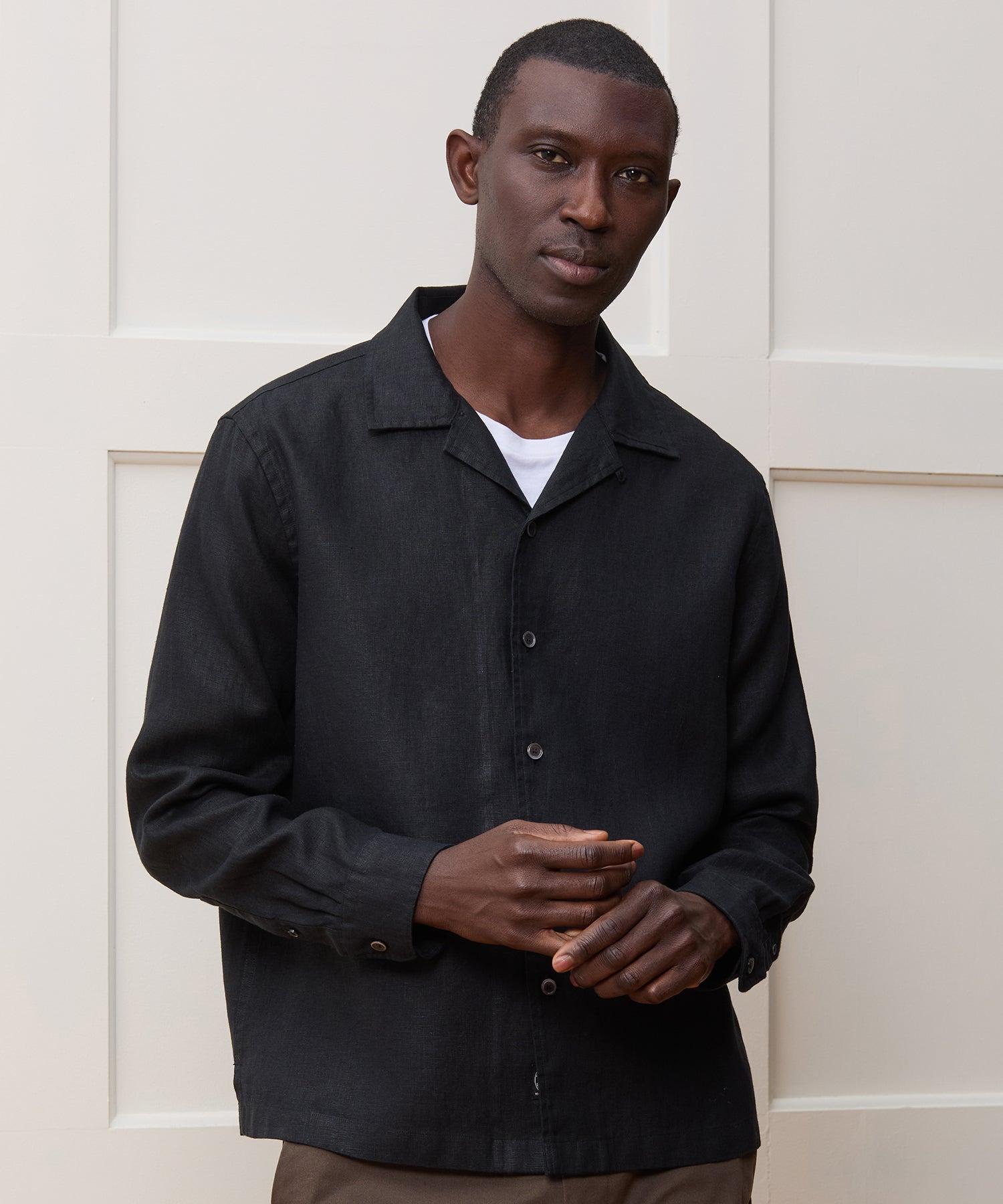 Cropped Sea Soft Irish Linen Camp Collar Shirt Product Image