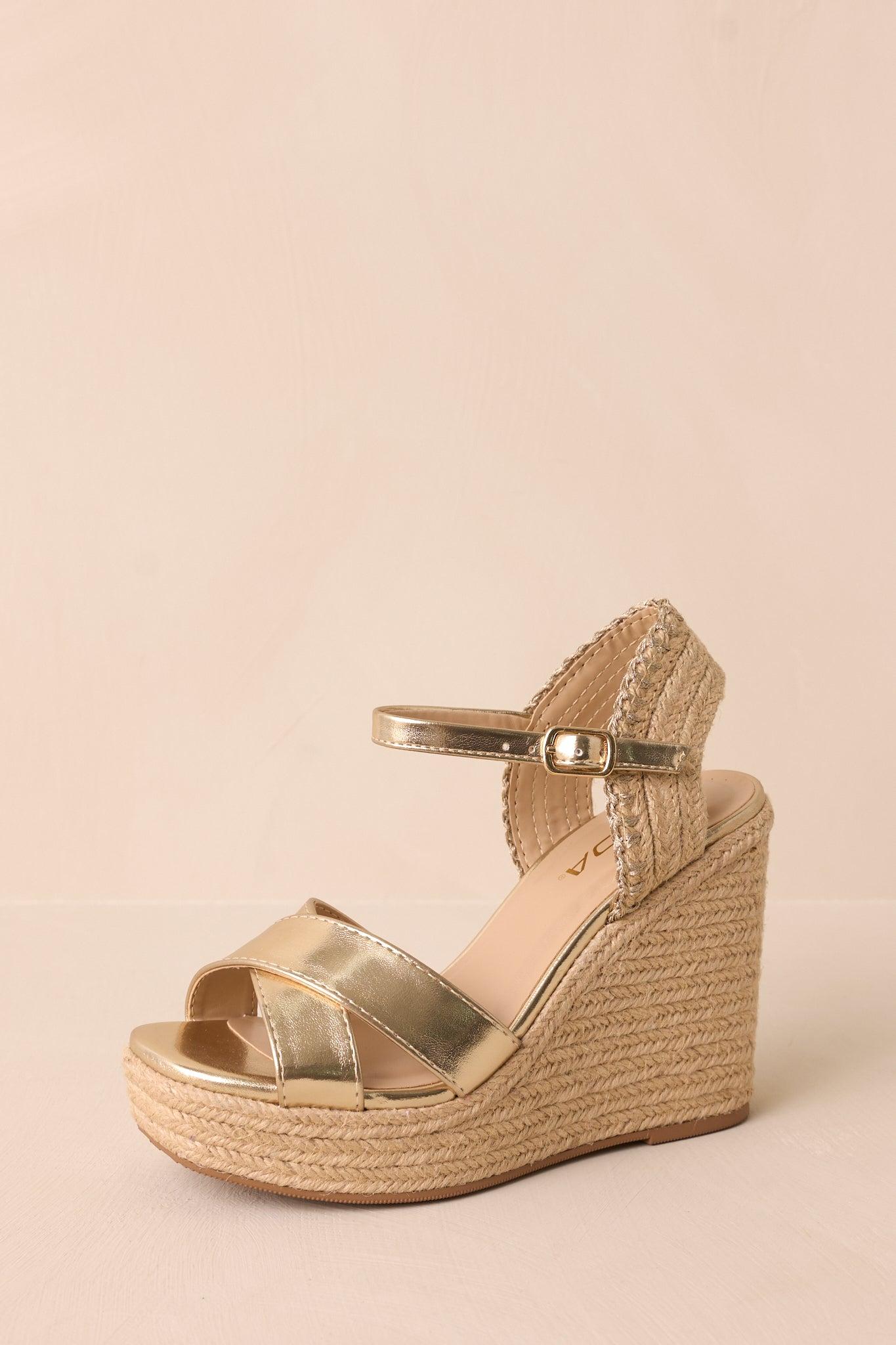 Lovely Steps Gold Platform Wedges Product Image