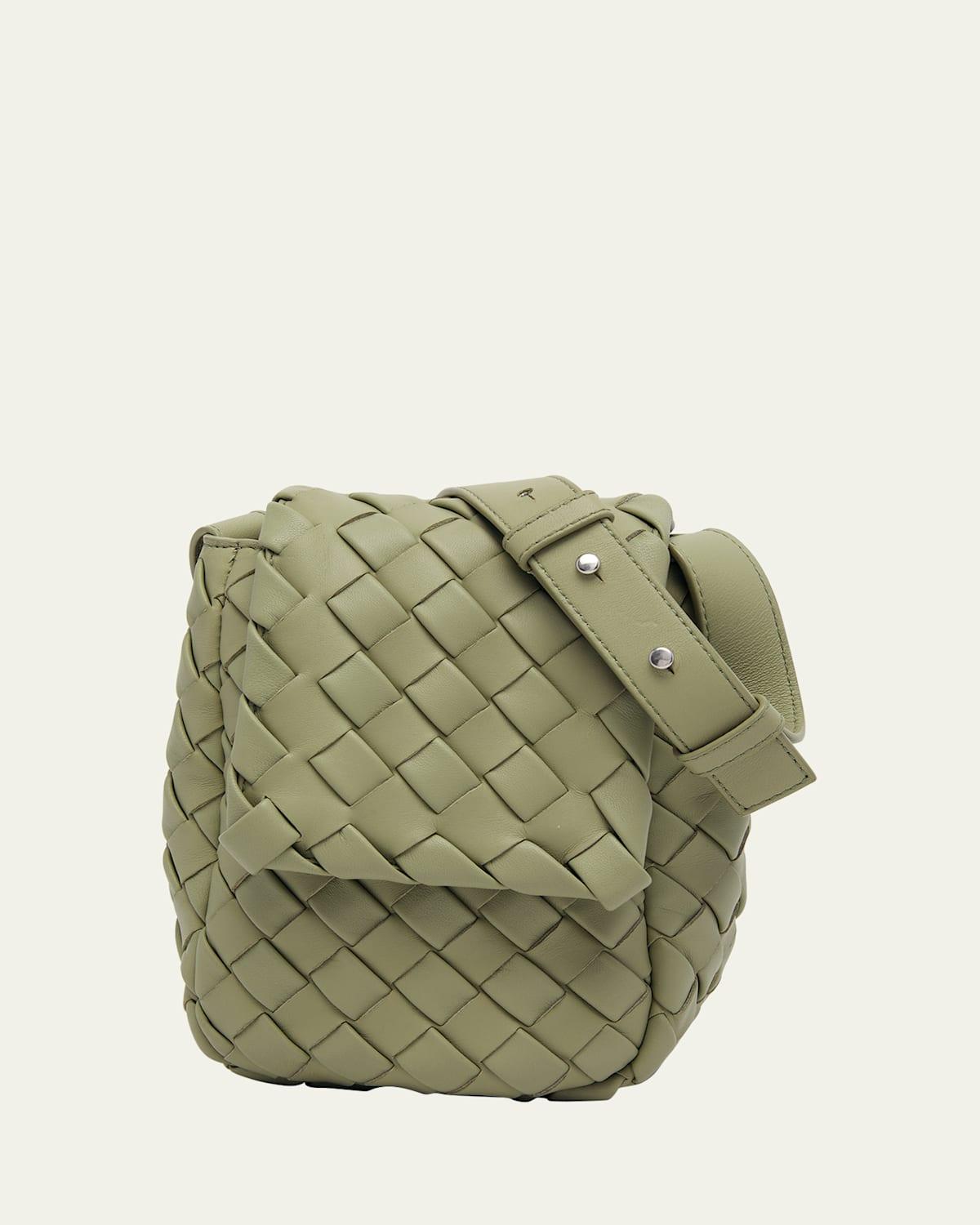 Mens Mini Padded Intrecciato Leather Crossbody Bag Product Image