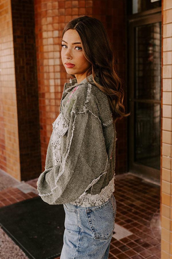 Boho Lifestyle Embroidered Jacket in Sage Product Image