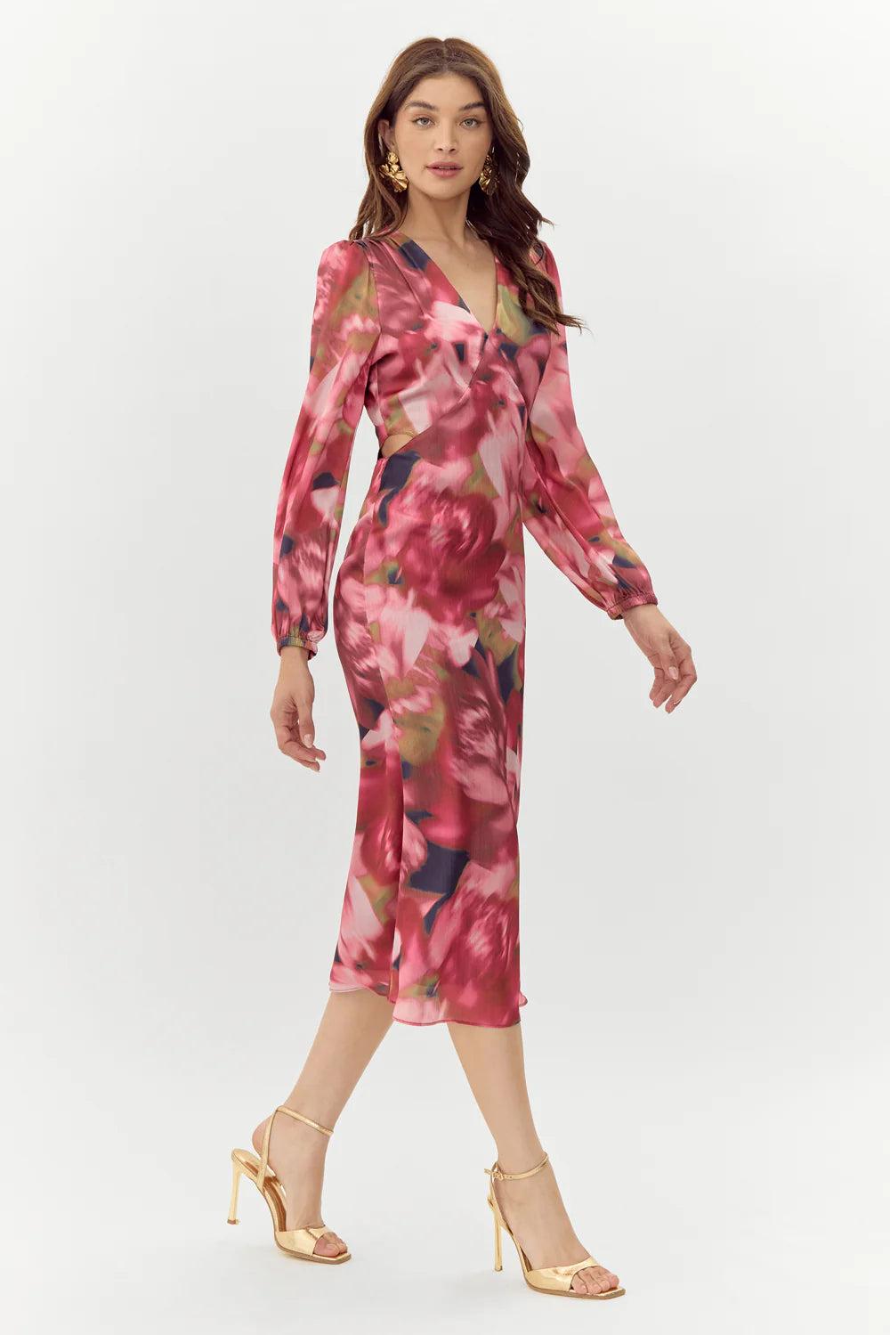 Paisley Printed Midi Dress- Berry Product Image