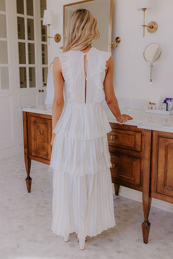 Seeking Champagne Pleated Maxi Dress In White Product Image