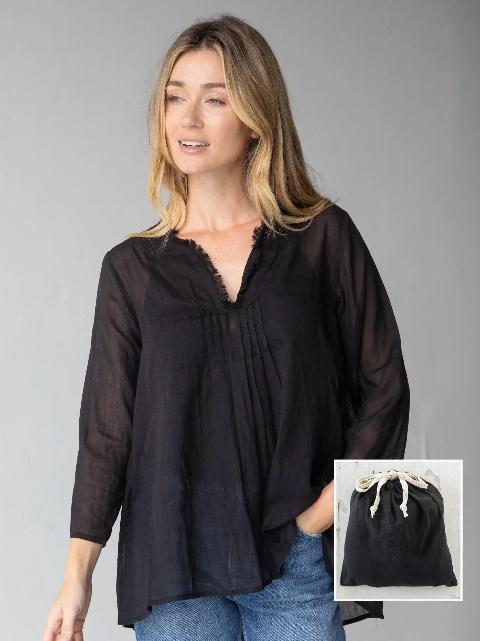 Cotton Tunic-In-A-Bag - Black Product Image