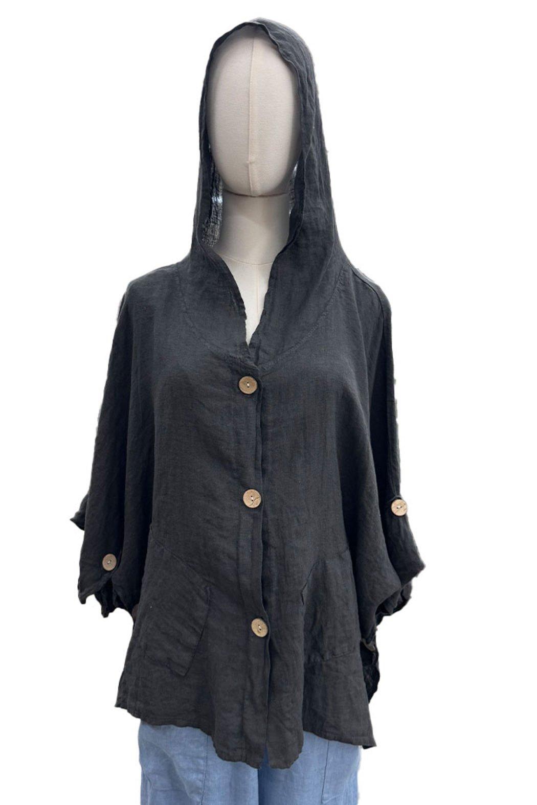 Italian Linen Hooded Shacket Product Image