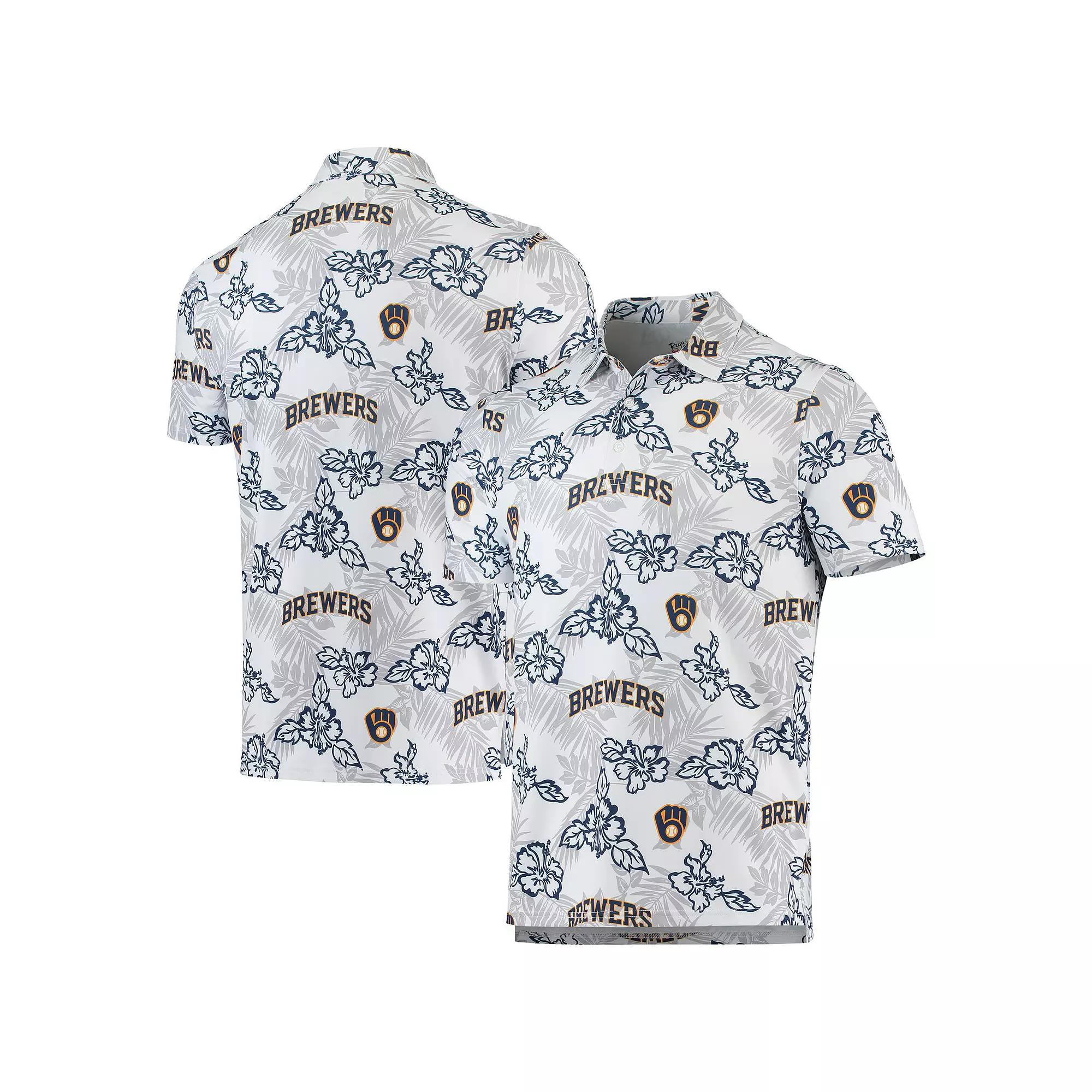 Men's Reyn Spooner White Milwaukee Brewers Performance Polo,  Product Image