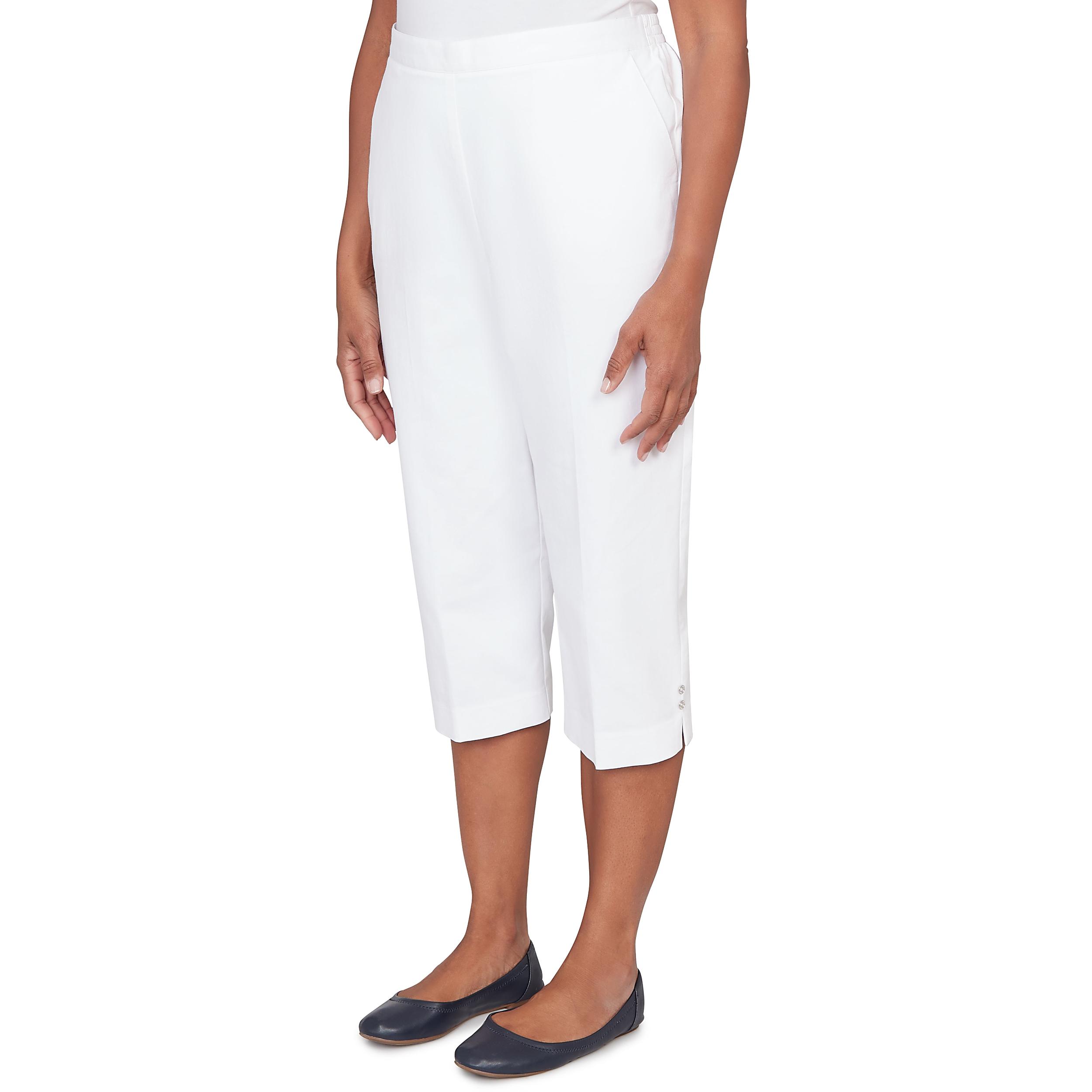 Alfred Dunner Solid Twill Button Hem Capri Pant- Petite Product Image