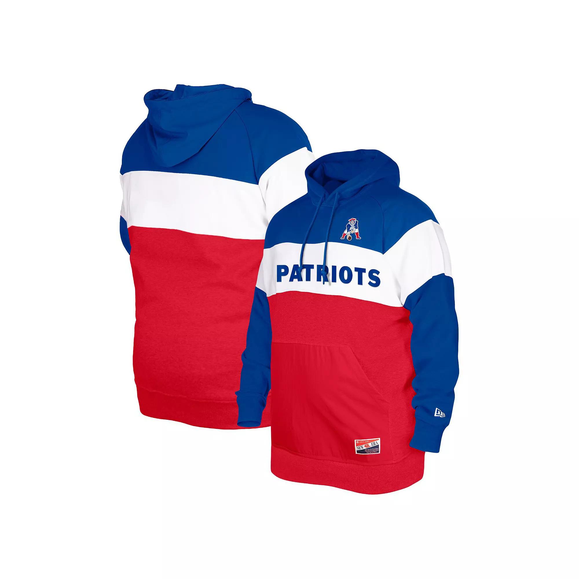 Men's New Era Royal New England Patriots Big & Tall Throwback Colorblock Pullover Hoodie,  Product Image