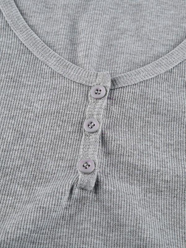 Buttoned Rib Crop Tank Top Product Image