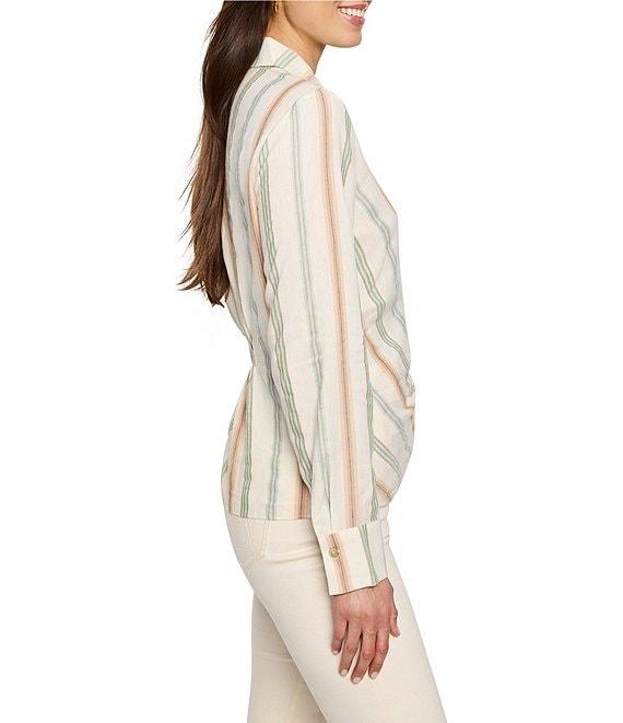 NIC + ZOE Striped Weekly V-Neck Long Sleeve Wrap Top Product Image