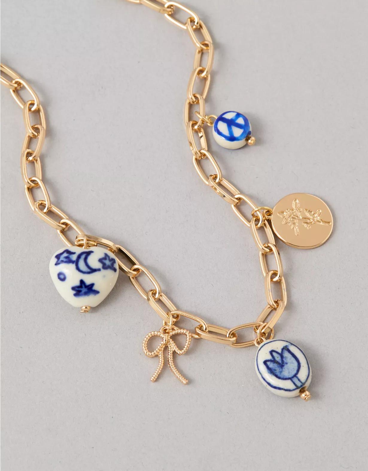 AEO Blue & White Charm Necklace Product Image
