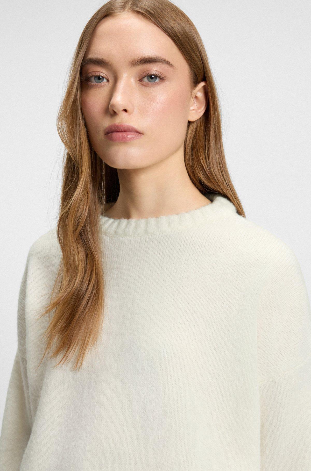 HUGO - Gallery Collection oversized-fit sweater in a wool blend - White Product Image