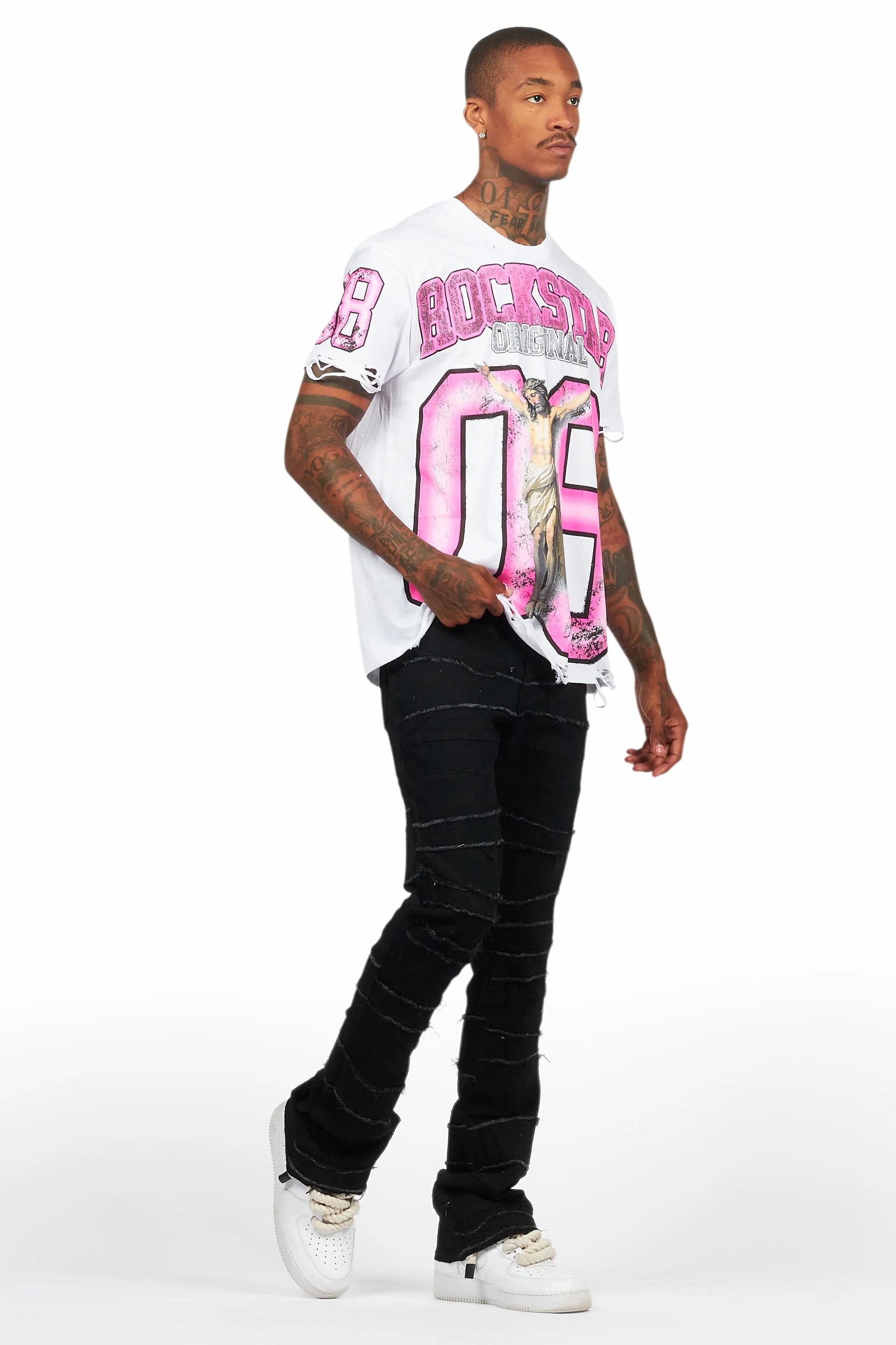 Franko Jet Black Stacked Flare Jean Male Product Image