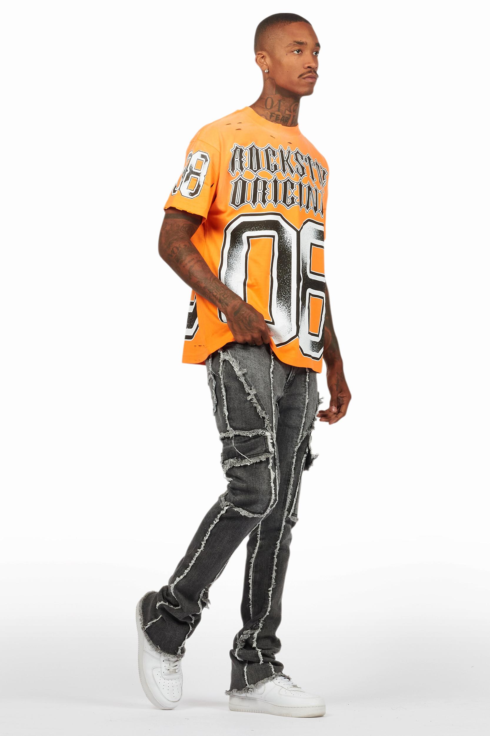 Revved Dark Grey Stacked Flare Jean Male Product Image