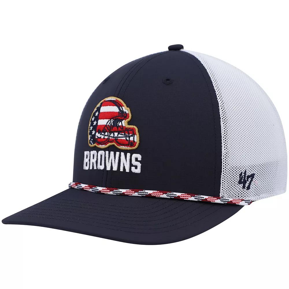 Men's '47 Navy/White Cleveland Browns Flag Fill Trucker Adjustable Hat, Blue Product Image