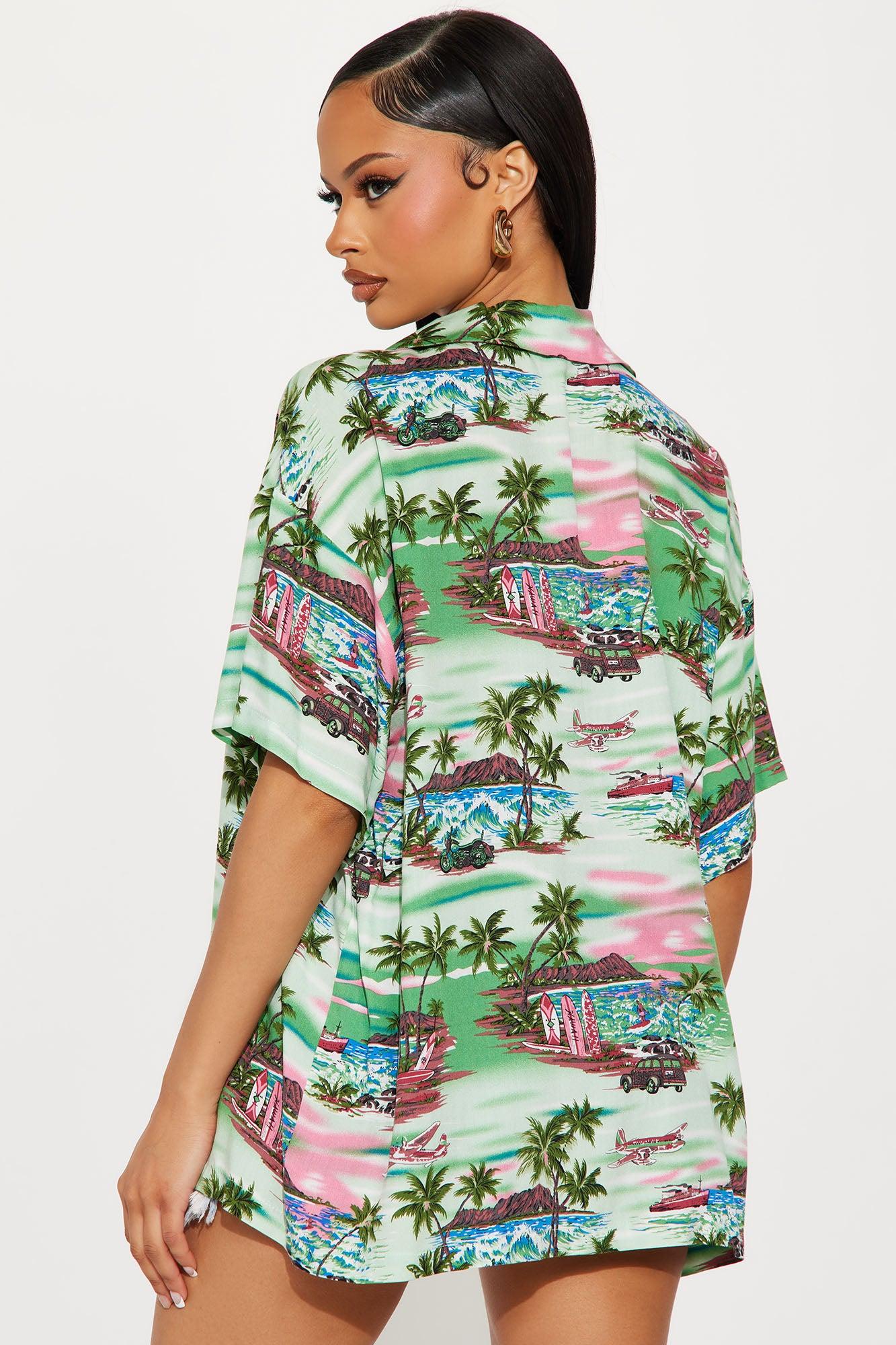Cruisin' Through Tropics Shirt - Green/combo Product Image