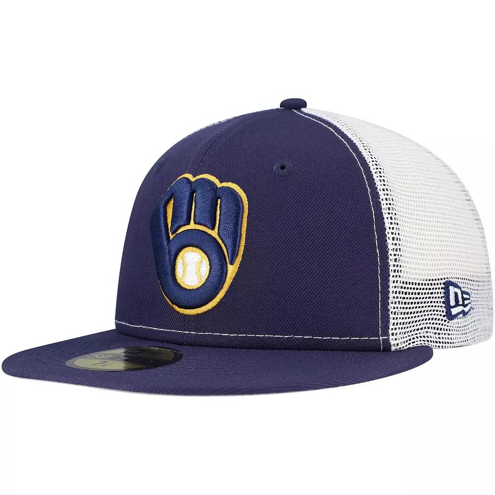 Men's New Era Navy Milwaukee Brewers Team Color 59FIFTY Trucker Fitted Hat, Size: 7 1/4, Blue Product Image