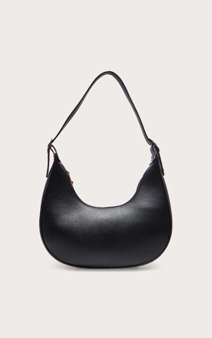 Black Curved PU Shoulder Bag Product Image
