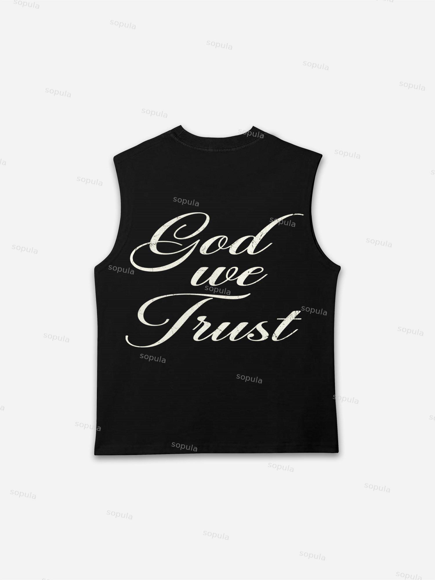 In God We Trust, In Cash We Move Vintage Graphic Sleeveless Shirts Tank Top Product Image
